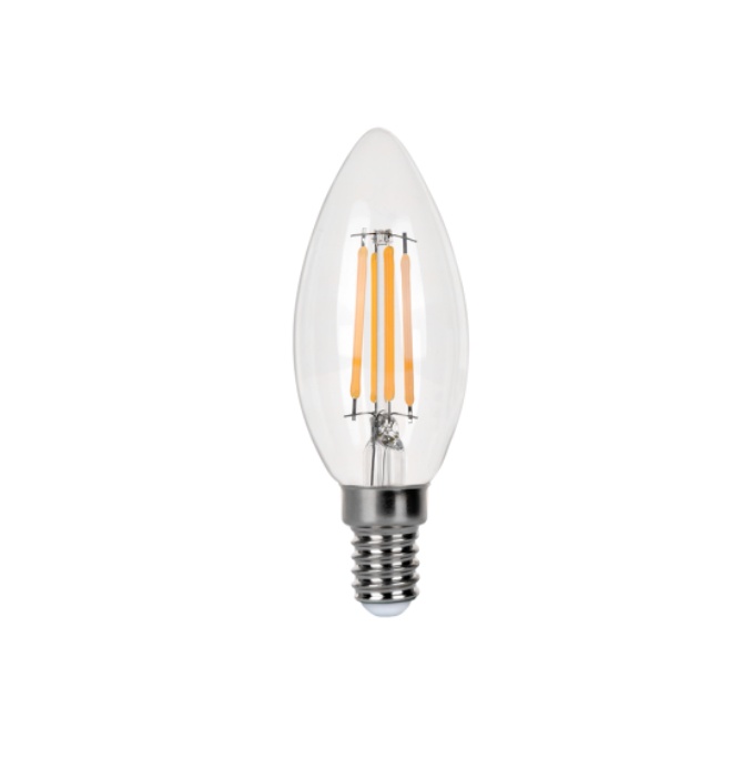 Light Source: LED Filament Candle Bulb, Base: SES E14, Power:6W, CCT:2700K, CRI>Ra95+, R9>80, Efficacy:160lm/W, Cert:EPC CE ROHS UKCA EPREL2027 EU Ecodesign