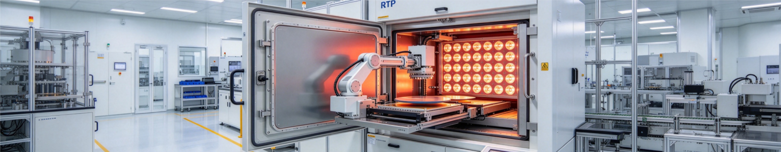Semiconductor halogen lamps for RTP rapid thermal annealing and wafer surface inspection. Stable light output, minimise replacement frequency for cleanroom applications.